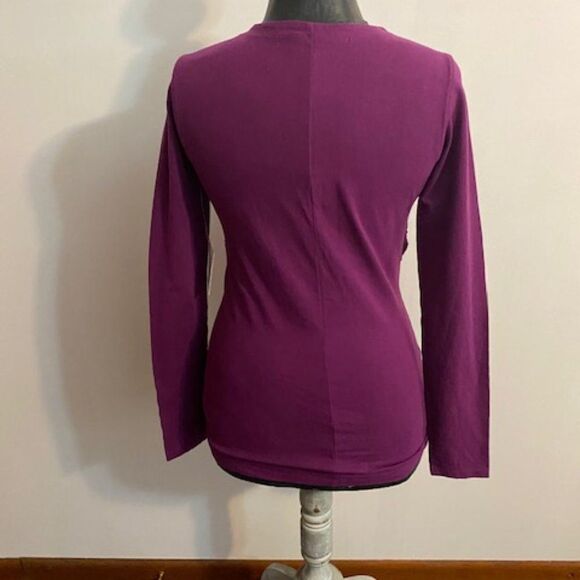 Athleta Purple wrap scoop neck long sleeve top, size S - Picture 2 of 3